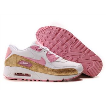 Nike Air Max 90 Womens Shoes Wholesale Pink White Gold Inexpensive